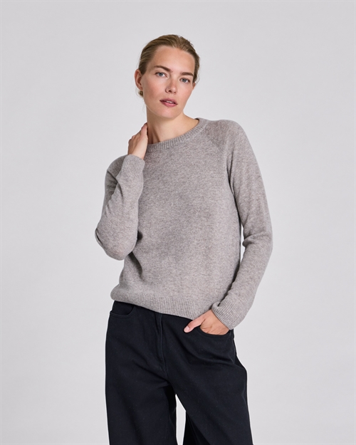 LISVA GERTRUD L/S PULLOVER LAMBSWOOL KNIT STONE GREY MELANGE